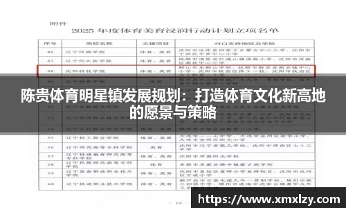 陈贵体育明星镇发展规划：打造体育文化新高地的愿景与策略